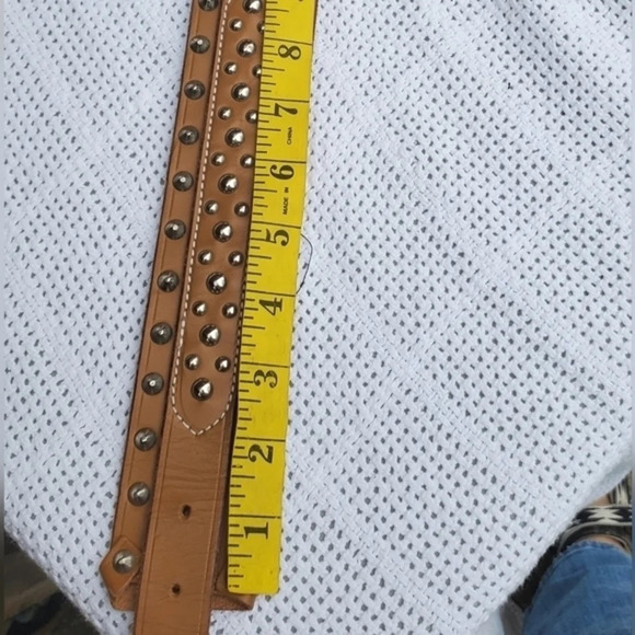 French Connection Vintage Nailhead Wide Leather Belt M/‎ L - Picture 9 of 14